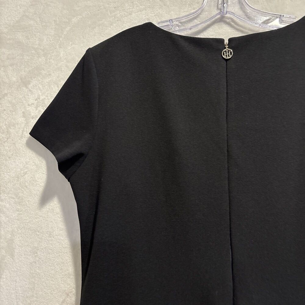 TOMMY HILFIGER Short Sleeve Stretch Crewneck Black Sheath Dress Womens 14 Career - Picture 7 of 13